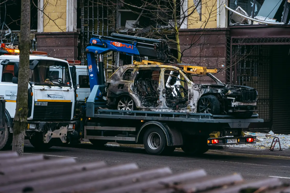 Aftermath of a car accident on a Stockton, CA street